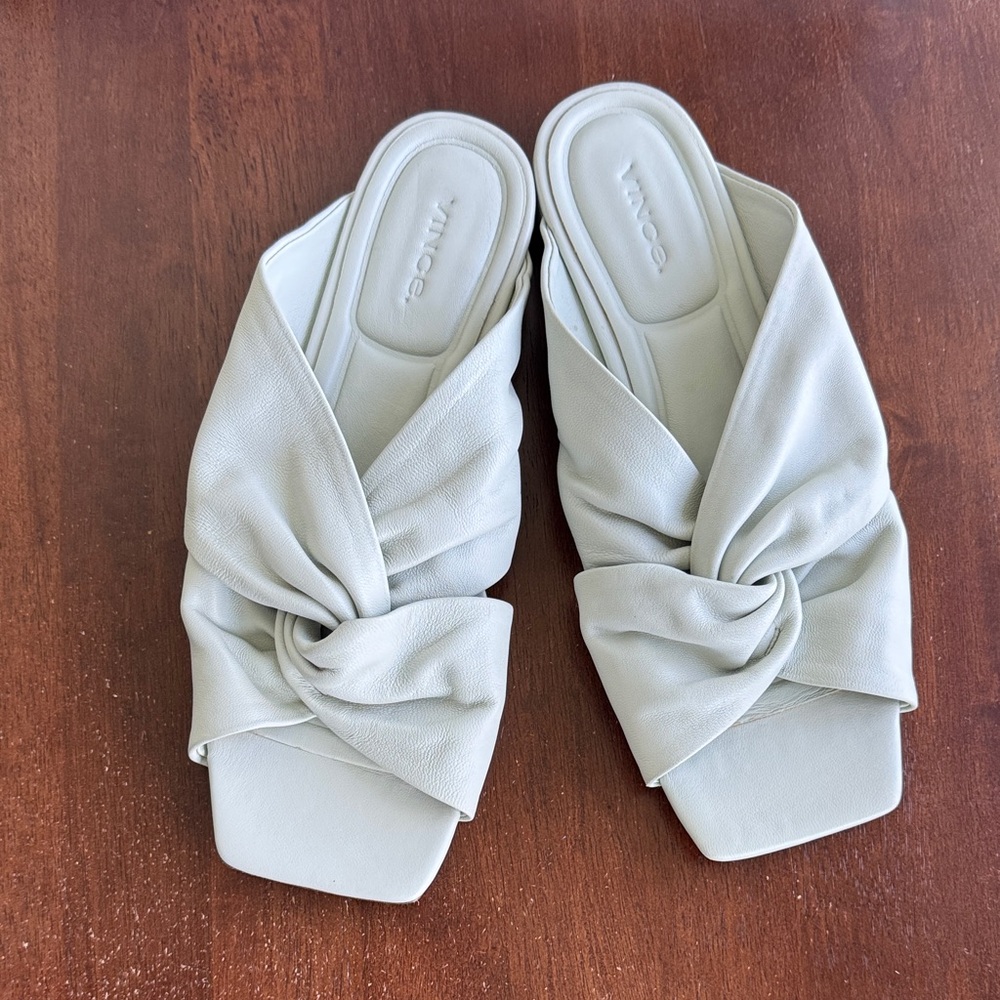 Vince Women's Light Mint Green Knotted Mules